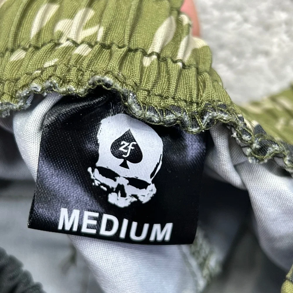 Zero Foxtrot Shorts Mens M Green Black Tiger Stripe Camo Training Athletic Skull